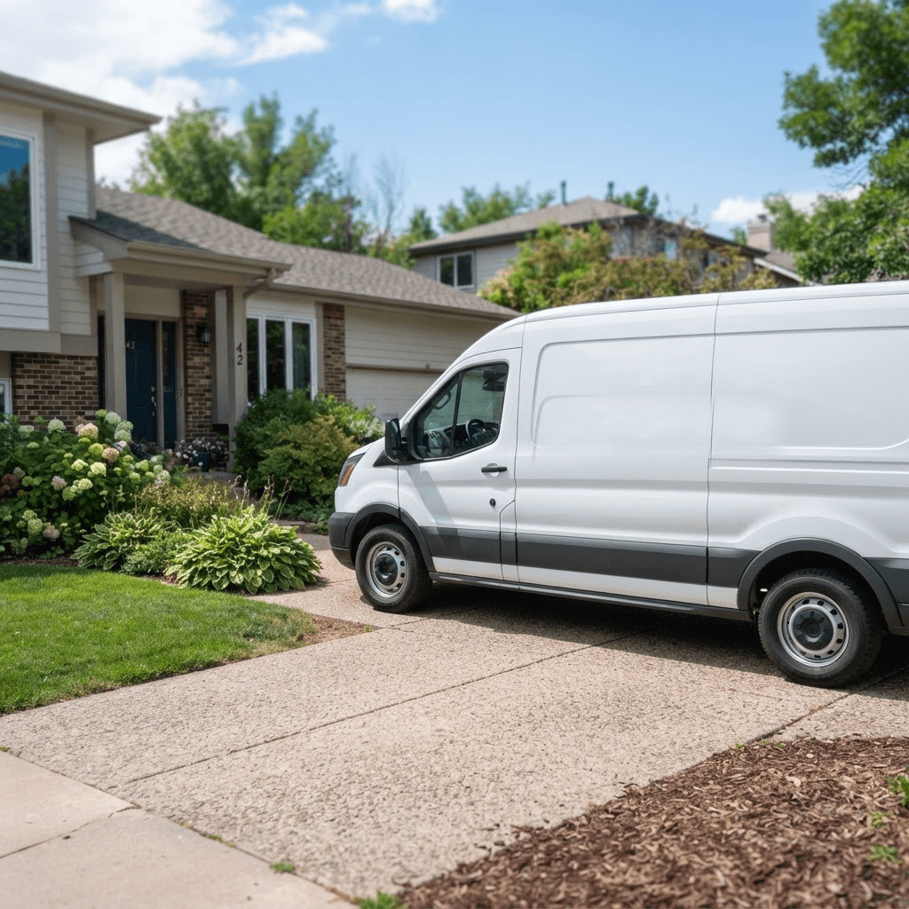 Murf's Appliance Repair service van parked outside a Treasure Valley home